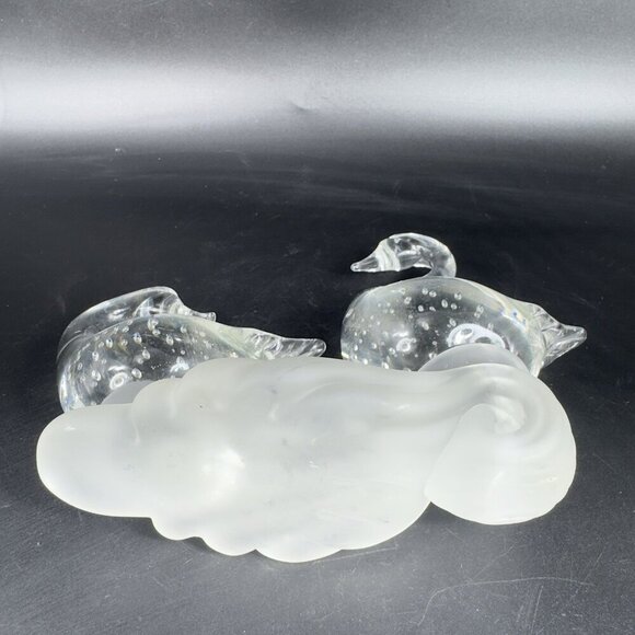 1980s Clear Swan Duck Figurine On Frosted Base Manganese 365nm Green UV Glow VTG - Picture 12 of 12